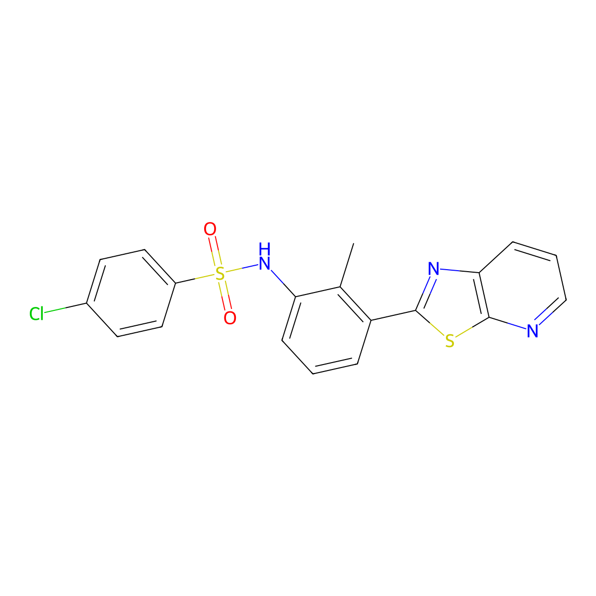 4-chloro-N-(2-methyl-3-(thiazolo[5,4-b]pyridin-2-yl)phenyl)benzenesulfonamide molecular structure, CAS 863595-12-4
