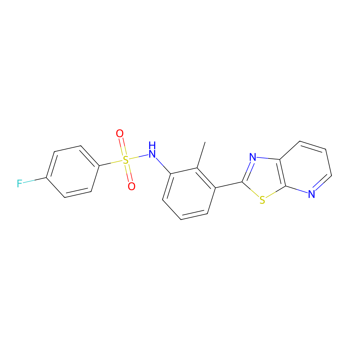 4-fluoro-N-(2-methyl-3-(thiazolo[5,4-b]pyridin-2-yl)phenyl)benzenesulfonamide molecular structure, CAS 863595-13-5