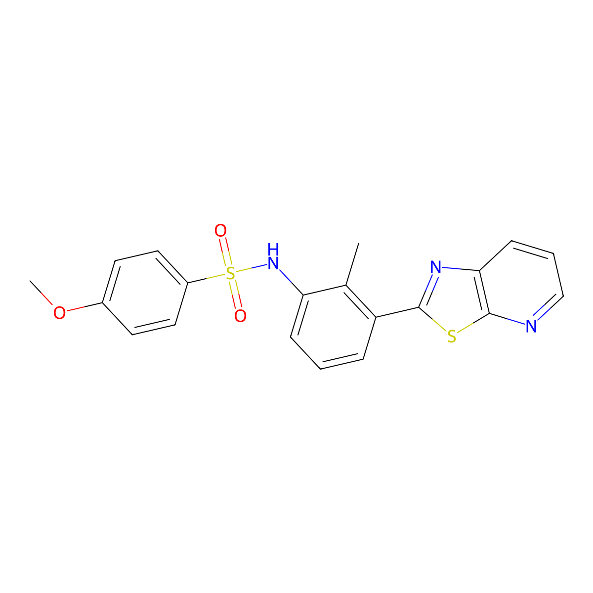 4-methoxy-N-(2-methyl-3-{[1,3]thiazolo[5,4-b]pyridin-2-yl}phenyl)benzene-1-sulfonamide molecular structure, CAS 863595-15-7
