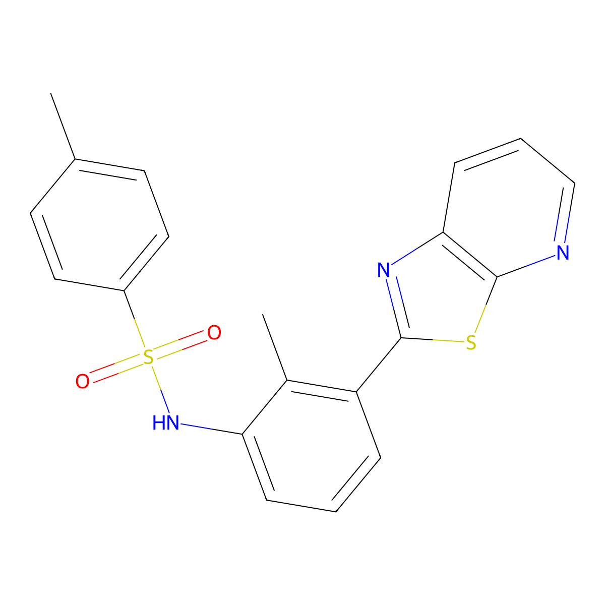 4-methyl-N-(2-methyl-3-(thiazolo[5,4-b]pyridin-2-yl)phenyl)benzenesulfonamide molecular structure, CAS 863595-17-9