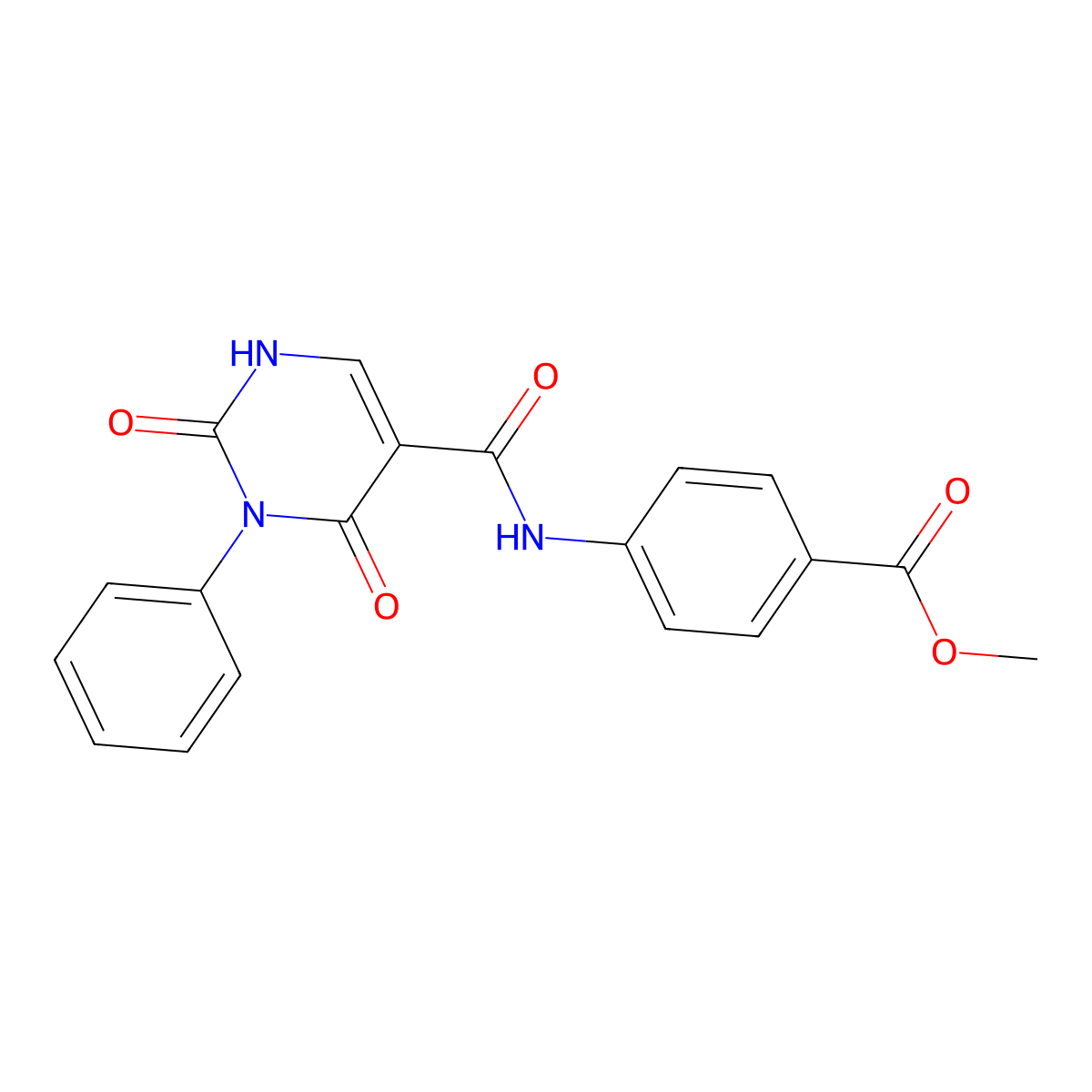 methyl 4-[(2,4-dioxo-3-phenyl-1H-pyrimidine-5-carbonyl)amino]benzoate molecular structure, CAS 863595-43-1