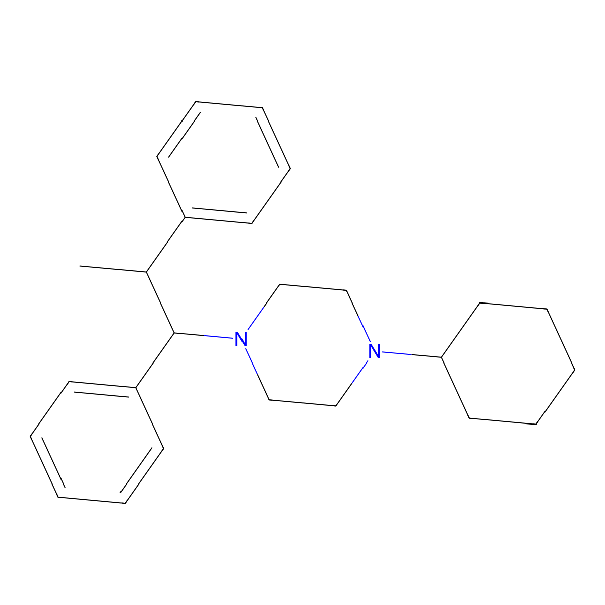 Piperazine, 1-cyclohexyl-4-(1,2-diphenylpropyl)- molecular structure, CAS 86360-52-3