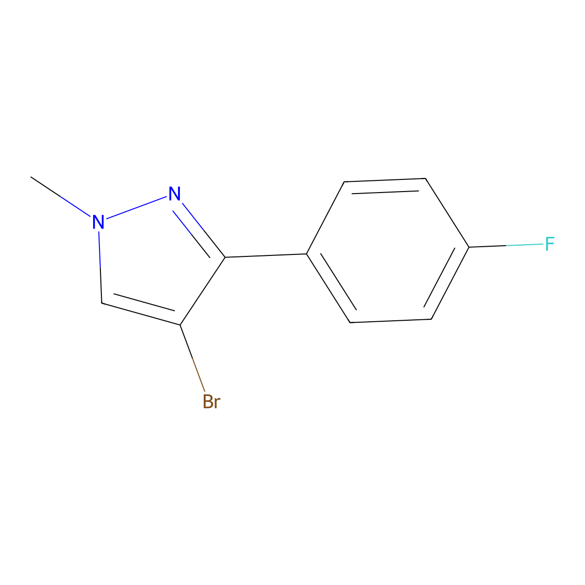 4-Bromo-3-(4-fluorophenyl)-1-methyl-1H-pyrazole molecular structure, CAS 863605-34-9