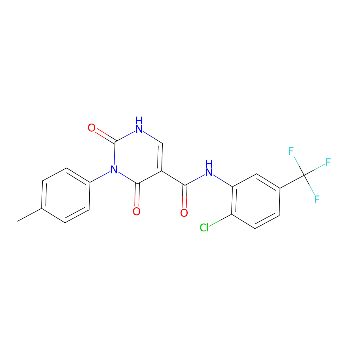 N-[2-chloro-5-(trifluoromethyl)phenyl]-3-(4-methylphenyl)-2,4-dioxo-1,2,3,4-tetrahydropyrimidine-5-carboxamide molecular structure, CAS 863611-08-9