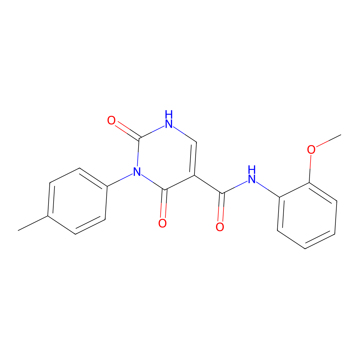 N-(2-methoxyphenyl)-2,4-dioxo-3-(p-tolyl)-1,2,3,4-tetrahydropyrimidine-5-carboxamide molecular structure, CAS 863611-16-9