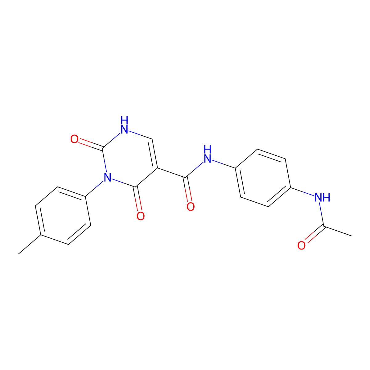 N-(4-acetamidophenyl)-3-(4-methylphenyl)-2,4-dioxo-1H-pyrimidine-5-carboxamide molecular structure, CAS 863611-26-1