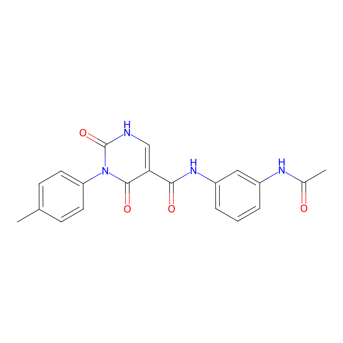 N-(3-acetamidophenyl)-3-(4-methylphenyl)-2,4-dioxo-1H-pyrimidine-5-carboxamide molecular structure, CAS 863611-27-2