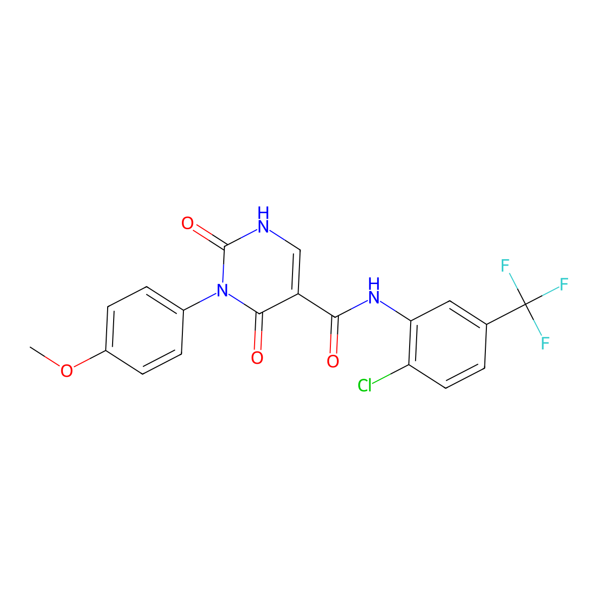 N-[2-chloro-5-(trifluoromethyl)phenyl]-3-(4-methoxyphenyl)-2,4-dioxo-1,2,3,4-tetrahydropyrimidine-5-carboxamide molecular structure, CAS 863611-61-4