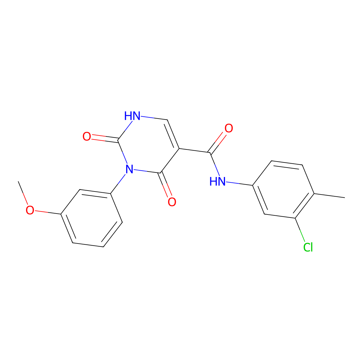 N-(3-chloro-4-methylphenyl)-3-(3-methoxyphenyl)-2,4-dioxo-1,2,3,4-tetrahydropyrimidine-5-carboxamide molecular structure, CAS 863612-51-5