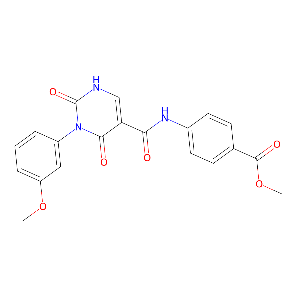 Methyl 4-(3-(3-methoxyphenyl)-2,4-dioxo-1,2,3,4-tetrahydropyrimidine-5-carboxamido)benzoate molecular structure, CAS 863612-60-6