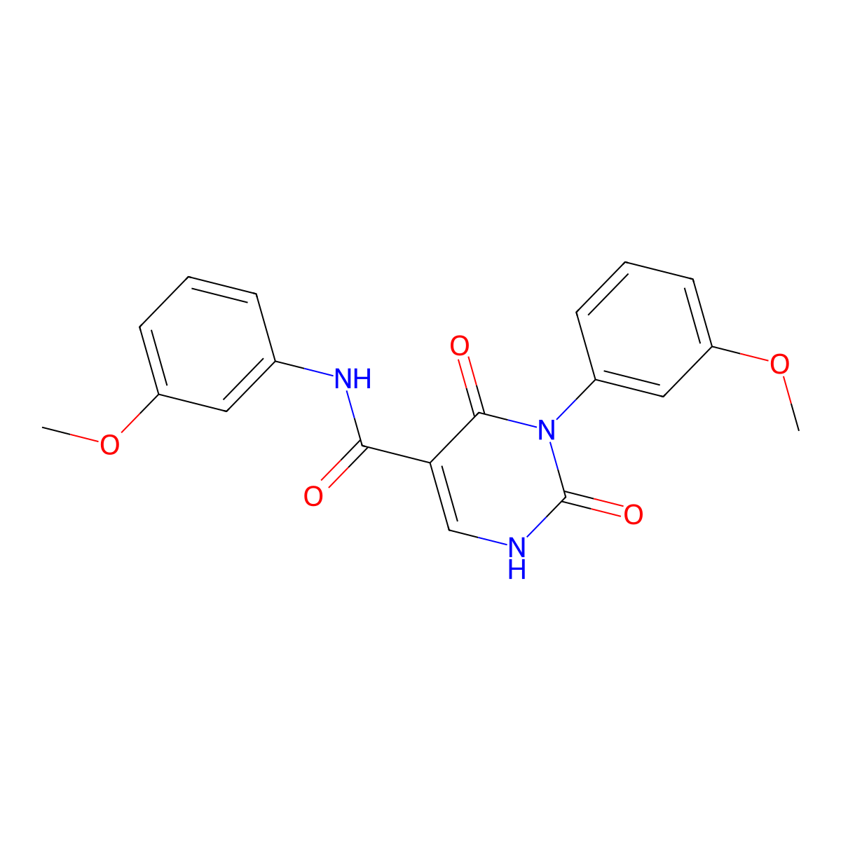 N,3-bis(3-methoxyphenyl)-2,4-dioxo-1,2,3,4-tetrahydropyrimidine-5-carboxamide molecular structure, CAS 863612-90-2