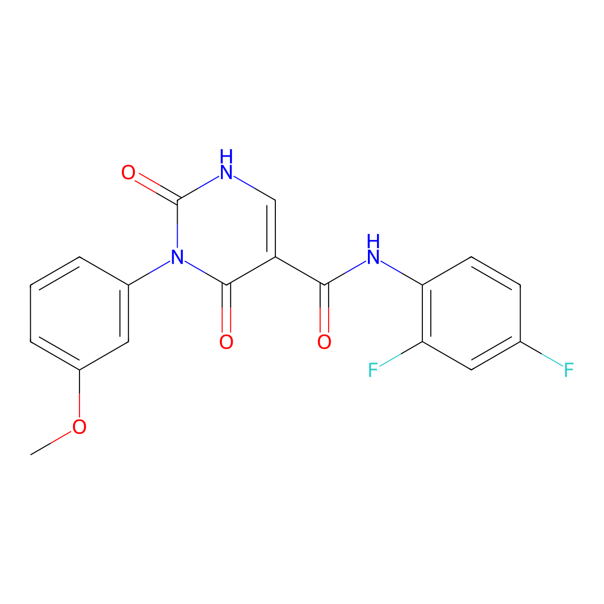 N-(2,4-difluorophenyl)-3-(3-methoxyphenyl)-2,4-dioxo-1,2,3,4-tetrahydropyrimidine-5-carboxamide molecular structure, CAS 863612-97-9