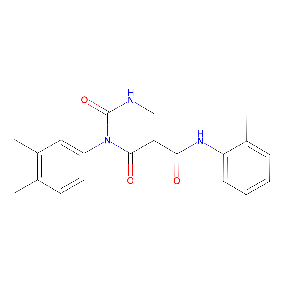 3-(3,4-dimethylphenyl)-2,4-dioxo-N-(o-tolyl)-1,2,3,4-tetrahydropyrimidine-5-carboxamide molecular structure, CAS 863613-20-1