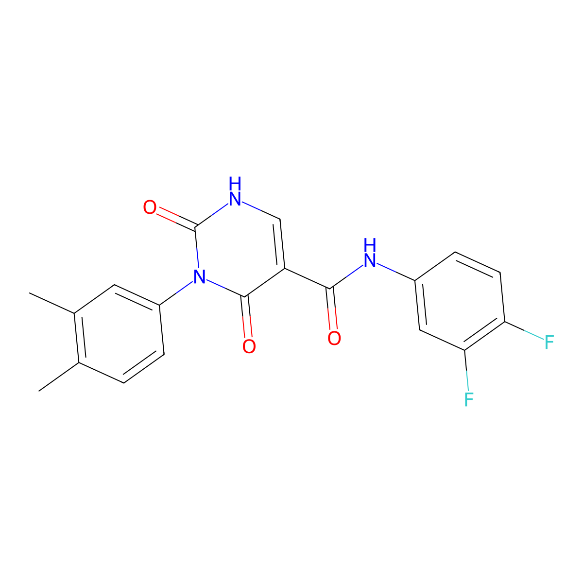 N-(3,4-difluorophenyl)-3-(3,4-dimethylphenyl)-2,4-dioxo-1,2,3,4-tetrahydropyrimidine-5-carboxamide molecular structure, CAS 863613-80-3