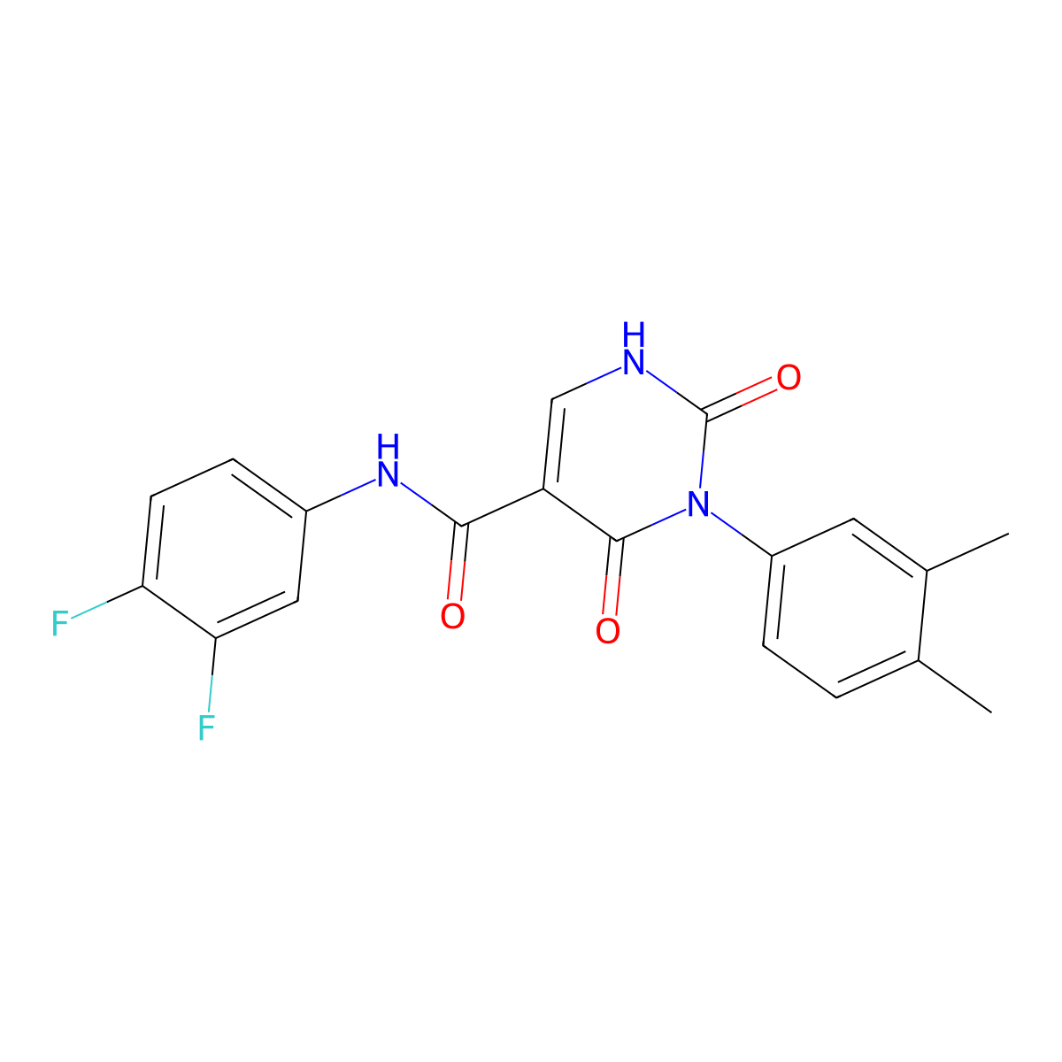 N-(3,4-difluorophenyl)-3-(3,4-dimethylphenyl)-2,4-dioxo-1,2,3,4-tetrahydropyrimidine-5-carboxamide molecular structure, CAS 863613-80-3