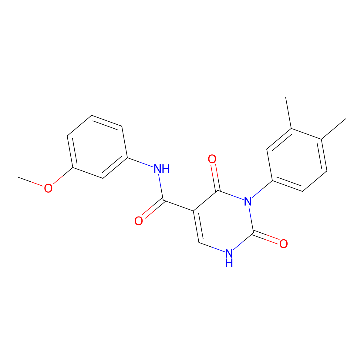 3-(3,4-dimethylphenyl)-N-(3-methoxyphenyl)-2,4-dioxo-1,2,3,4-tetrahydropyrimidine-5-carboxamide molecular structure, CAS 863613-90-5