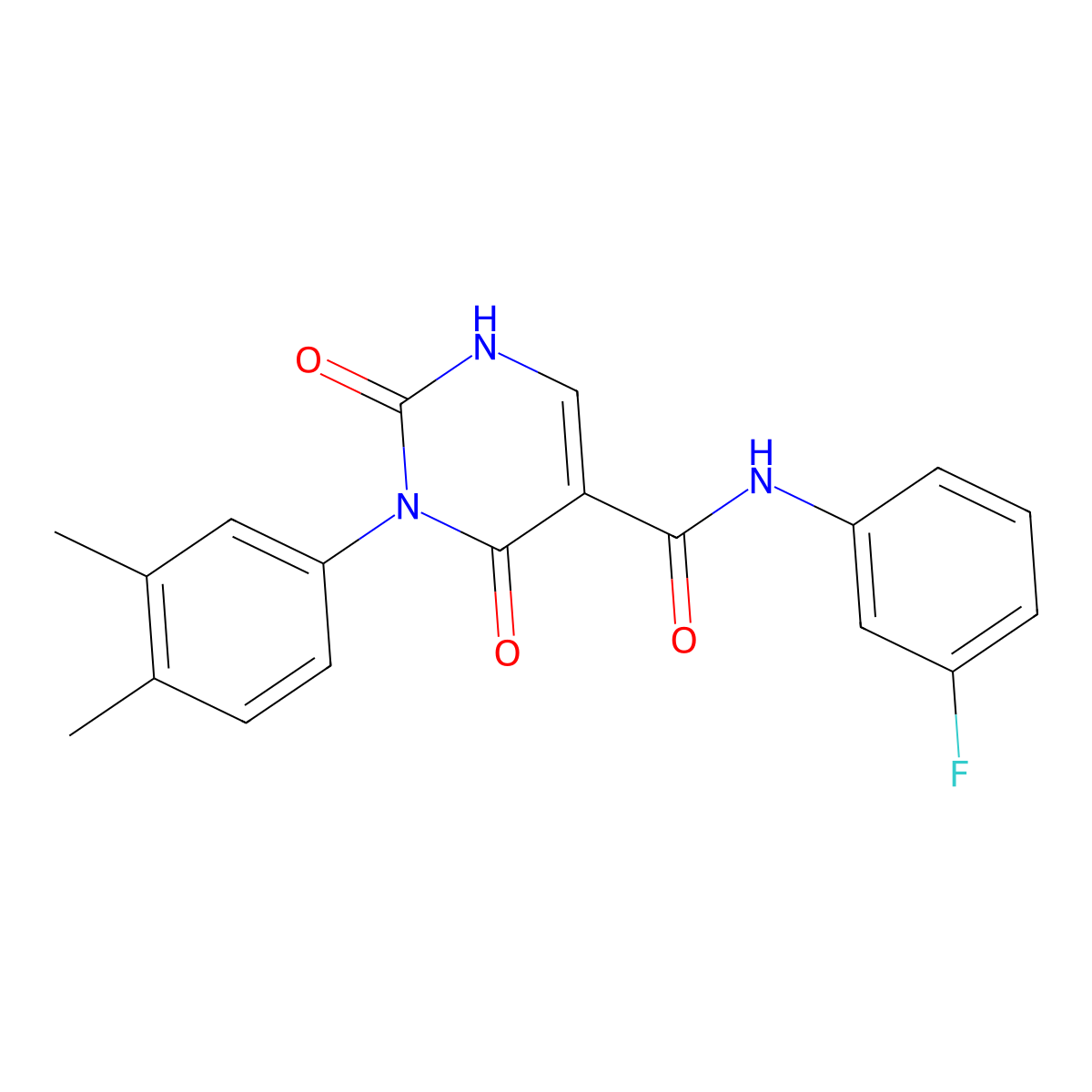 3-(3,4-dimethylphenyl)-N-(3-fluorophenyl)-2,4-dioxo-1,2,3,4-tetrahydropyrimidine-5-carboxamide molecular structure, CAS 863614-04-4