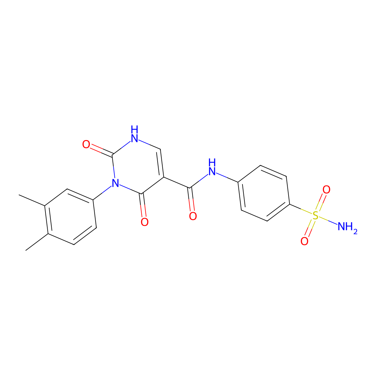 3-(3,4-dimethylphenyl)-2,4-dioxo-N-(4-sulfamoylphenyl)-1,2,3,4-tetrahydropyrimidine-5-carboxamide molecular structure, CAS 863614-14-6
