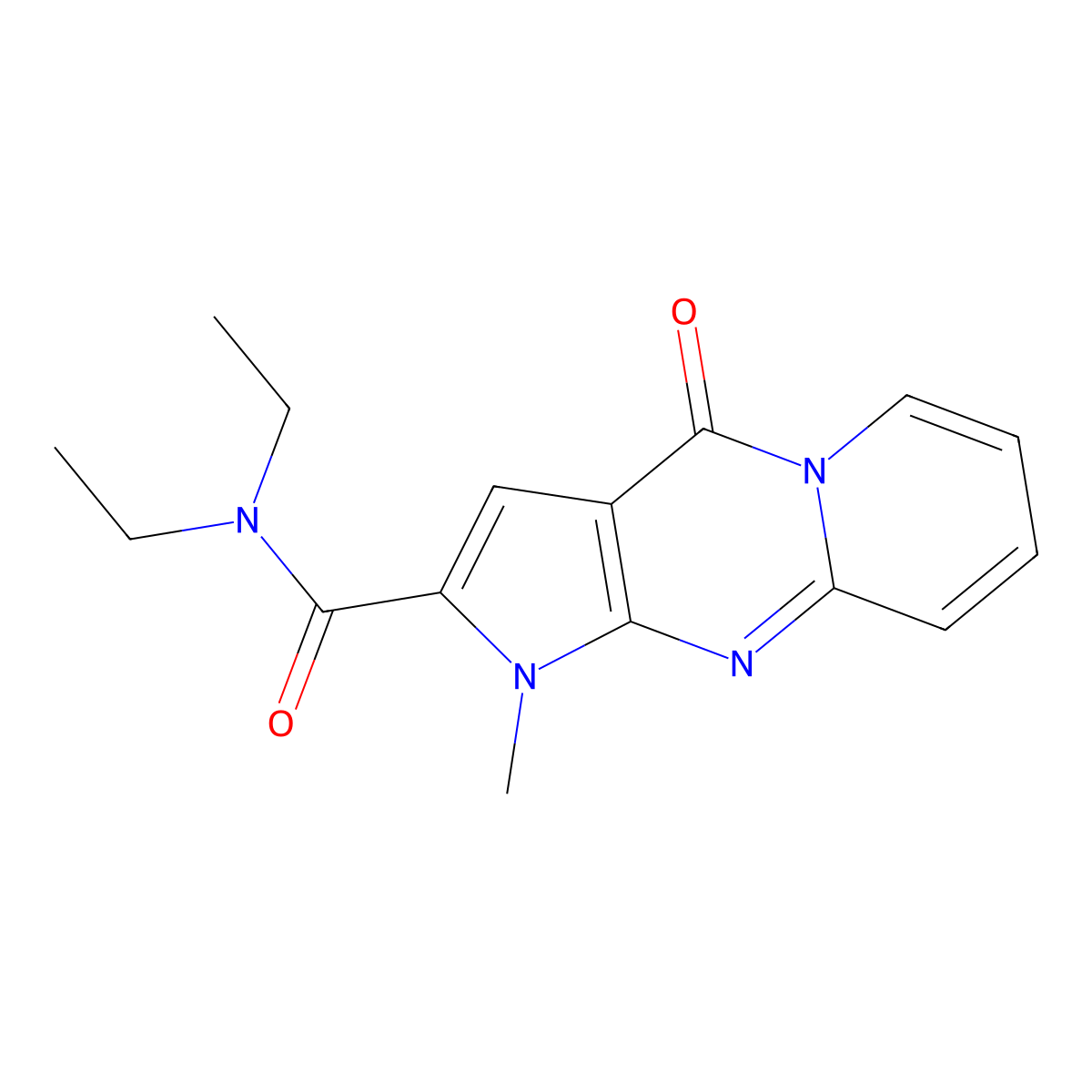 N,N-diethyl-1-methyl-4-oxo-1,4-dihydropyrido[1,2-a]pyrrolo[2,3-d]pyrimidine-2-carboxamide molecular structure, CAS 863614-18-0