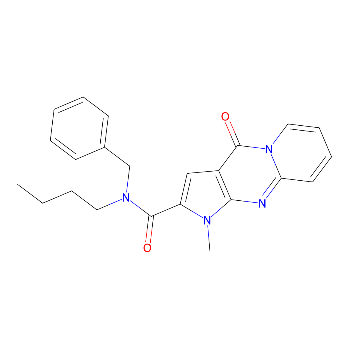 N-benzyl-N-butyl-1-methyl-4-oxo-1,4-dihydropyrido[1,2-a]pyrrolo[2,3-d]pyrimidine-2-carboxamide molecular structure, CAS 863614-34-0