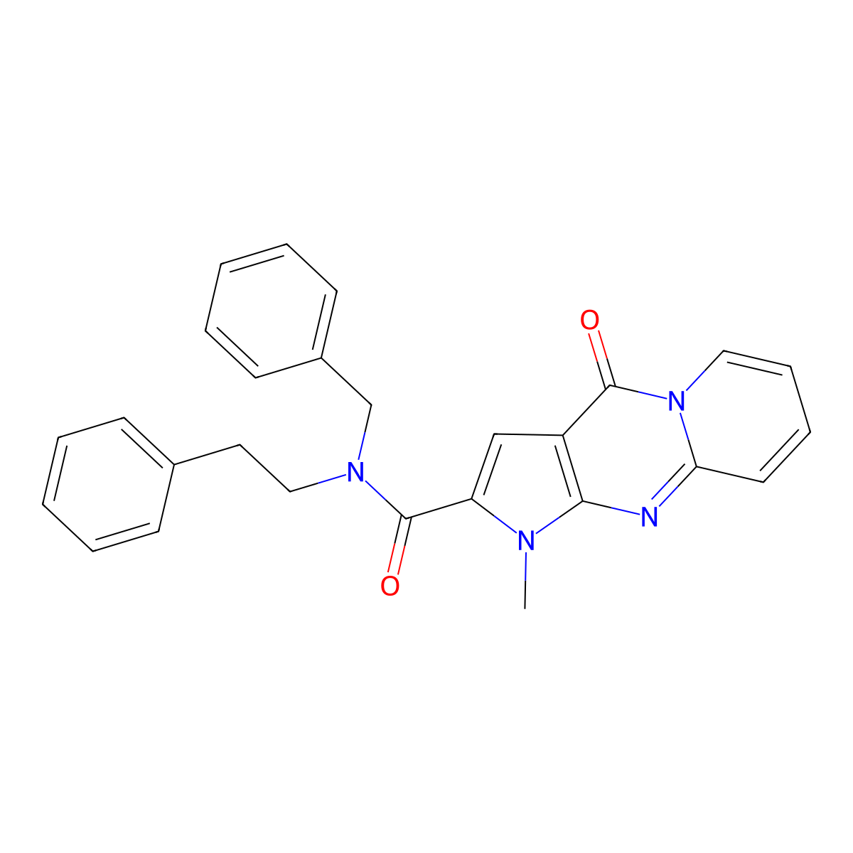 N-benzyl-1-methyl-4-oxo-N-(2-phenylethyl)-1,4-dihydropyrido[1,2-a]pyrrolo[2,3-d]pyrimidine-2-carboxamide molecular structure, CAS 863614-38-4