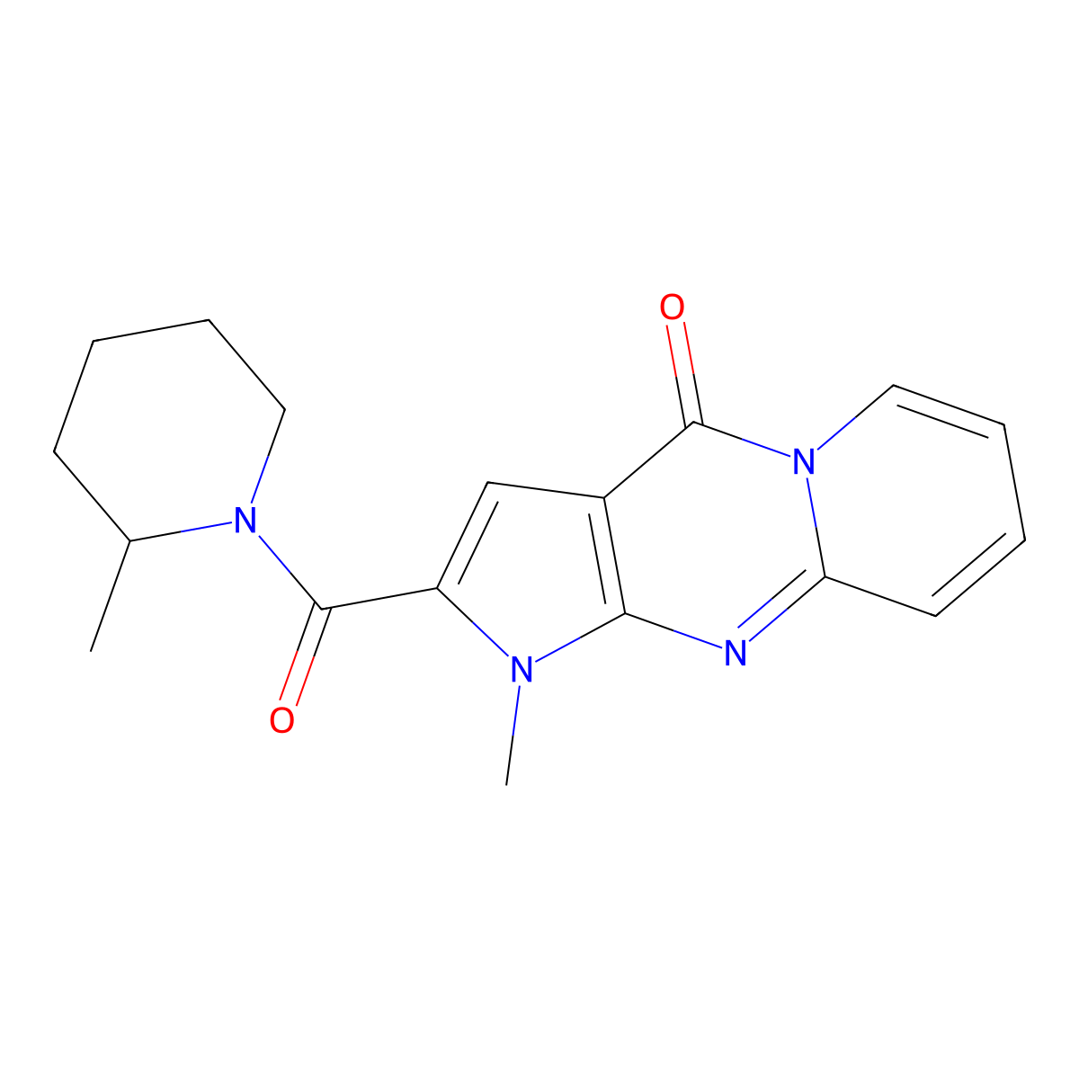 1-methyl-2-(2-methylpiperidine-1-carbonyl)pyrido[1,2-a]pyrrolo[2,3-d]pyrimidin-4(1H)-one molecular structure, CAS 863614-46-4