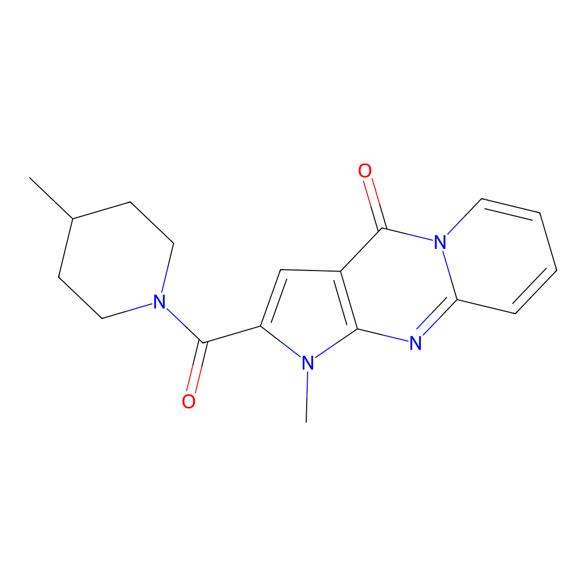 1-methyl-2-(4-methylpiperidine-1-carbonyl)pyrido[1,2-a]pyrrolo[2,3-d]pyrimidin-4(1H)-one molecular structure, CAS 863614-50-0