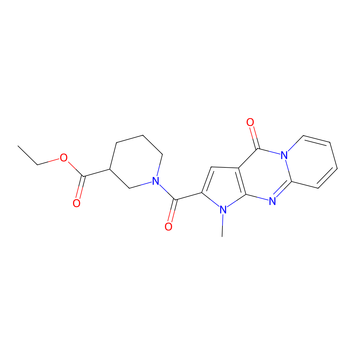 Ethyl 1-{6-methyl-2-oxo-1,6,8-triazatricyclo[7.4.0.0^{3,7}]trideca-3(7),4,8,10,12-pentaene-5-carbonyl}piperidine-3-carboxylate molecular structure, CAS 863614-54-4