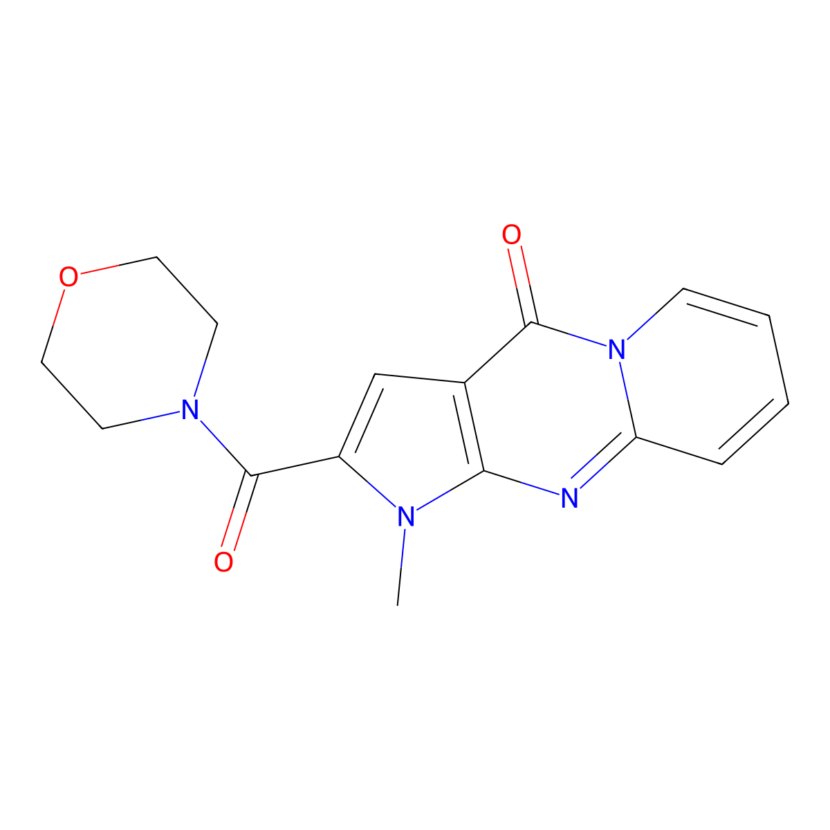 1-methyl-2-(morpholine-4-carbonyl)pyrido[1,2-a]pyrrolo[2,3-d]pyrimidin-4(1H)-one molecular structure, CAS 863614-66-8