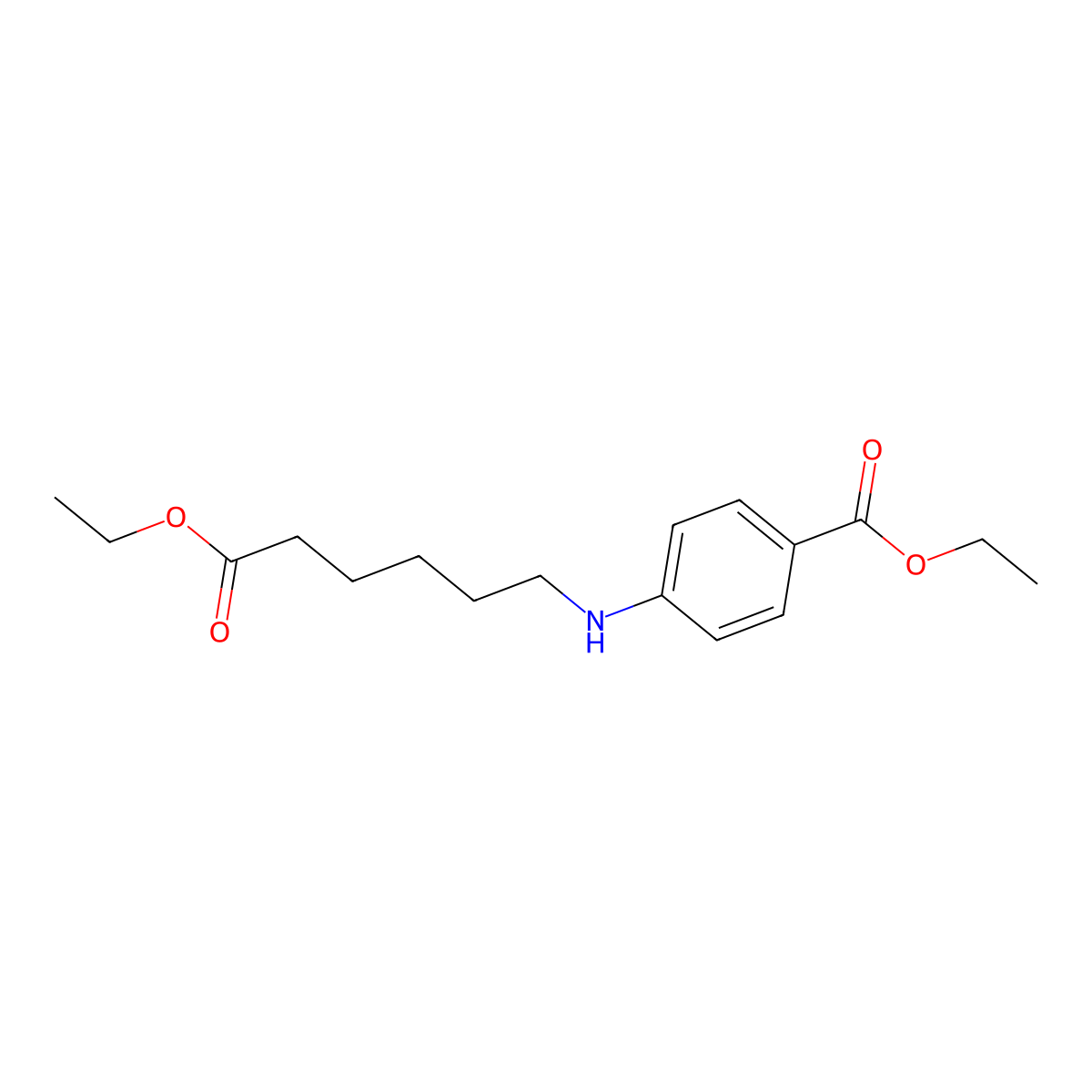 Ethyl 4-[(6-ethoxy-6-oxohexyl)amino]benzoate molecular structure, CAS 86364-51-4