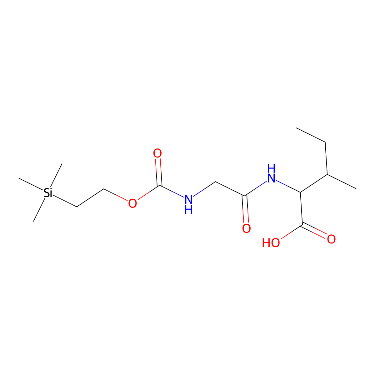 (2S,3S)-3-methyl-2-[2-({[2-(trimethylsilyl)ethoxy]carbonyl}amino)acetamido]pentanoic acid molecular structure, CAS 863658-70-2