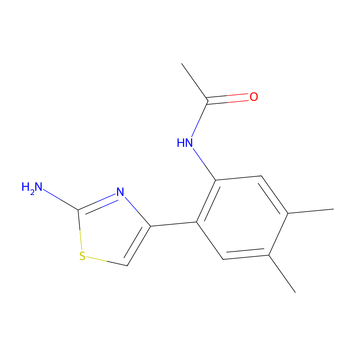 N-[2-(2-amino-1,3-thiazol-4-yl)-4,5-dimethylphenyl]acetamide molecular structure, CAS 863667-93-0