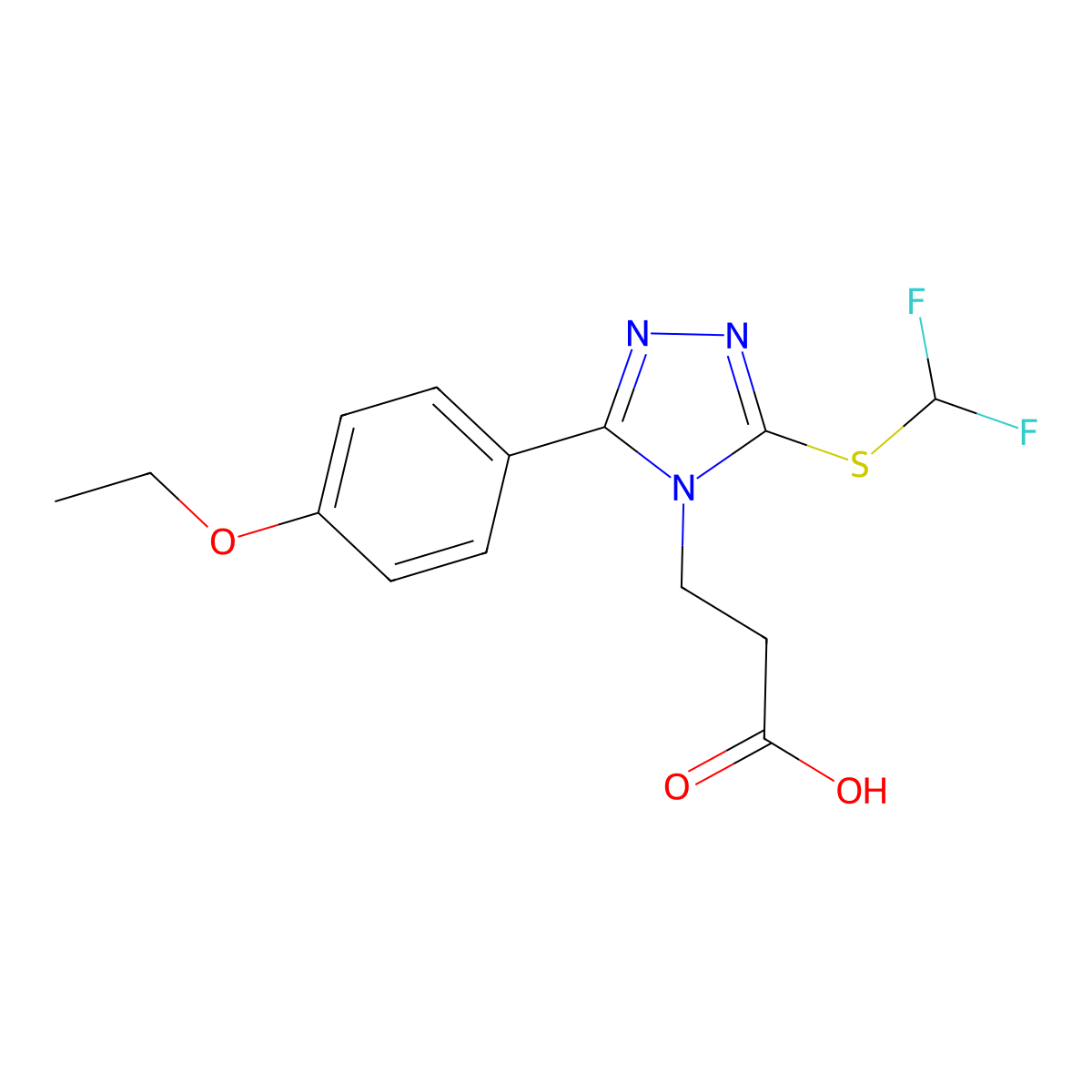 3-{3-[(difluoromethyl)sulfanyl]-5-(4-ethoxyphenyl)-4H-1,2,4-triazol-4-yl}propanoic acid molecular structure, CAS 863667-94-1