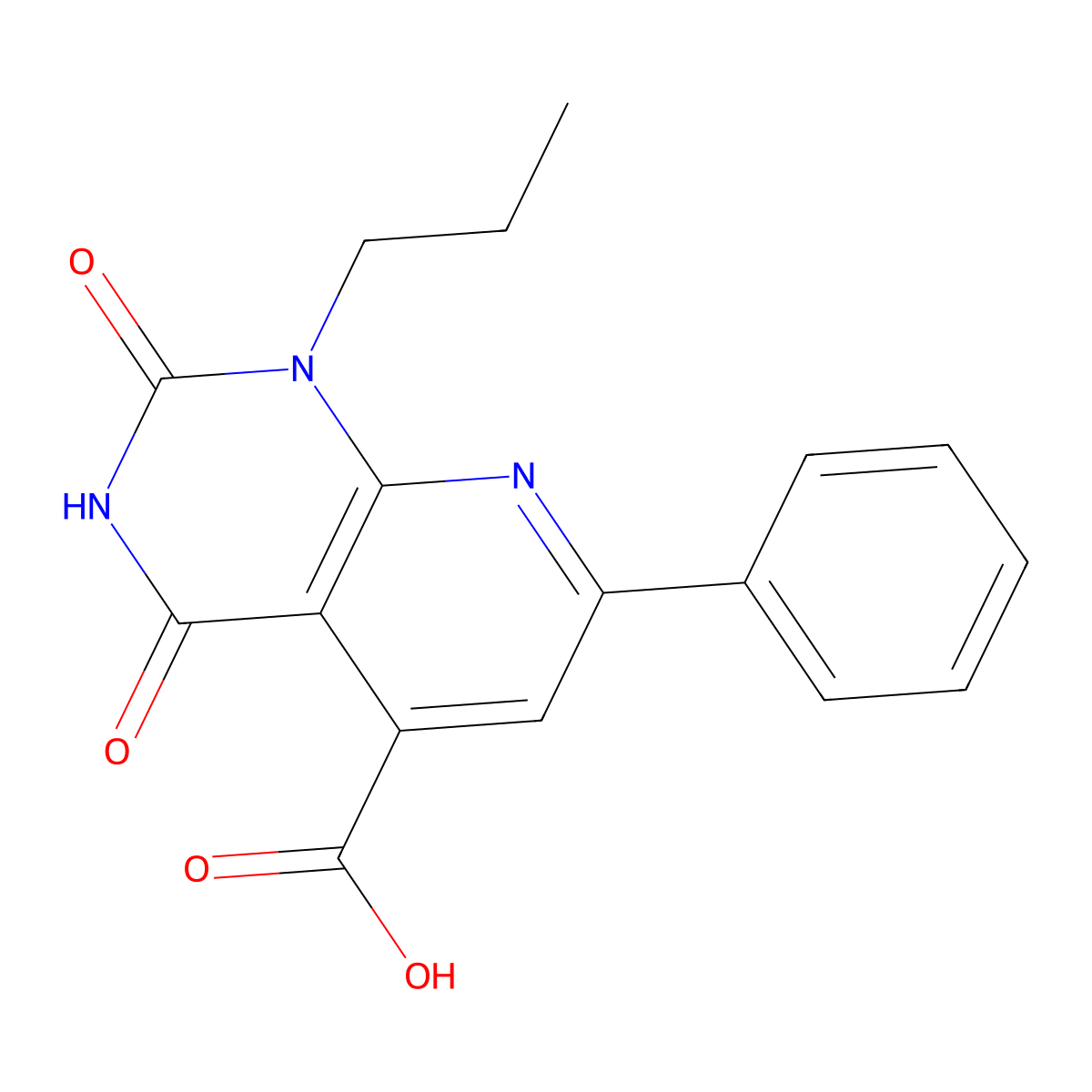 2,4-dioxo-7-phenyl-1-propyl-1H,2H,3H,4H-pyrido[2,3-d]pyrimidine-5-carboxylic acid molecular structure, CAS 863667-95-2