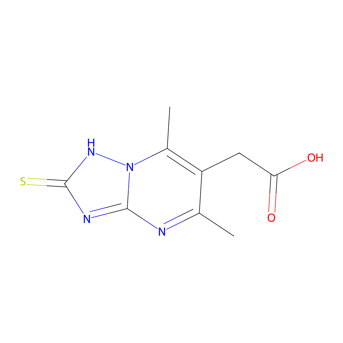 2-{5,7-Dimethyl-2-sulfanyl-[1,2,4]triazolo[1,5-a]pyrimidin-6-yl}acetic acid molecular structure, CAS 863668-01-3