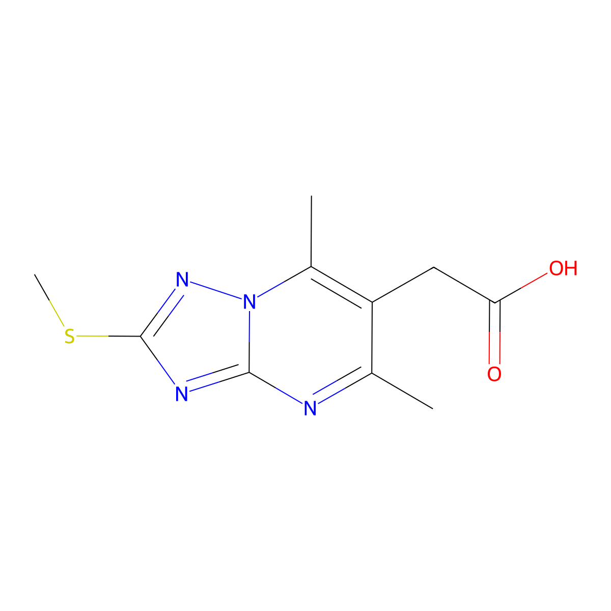 2-[5,7-Dimethyl-2-(methylsulfanyl)-[1,2,4]triazolo[1,5-a]pyrimidin-6-yl]acetic acid molecular structure, CAS 863668-02-4