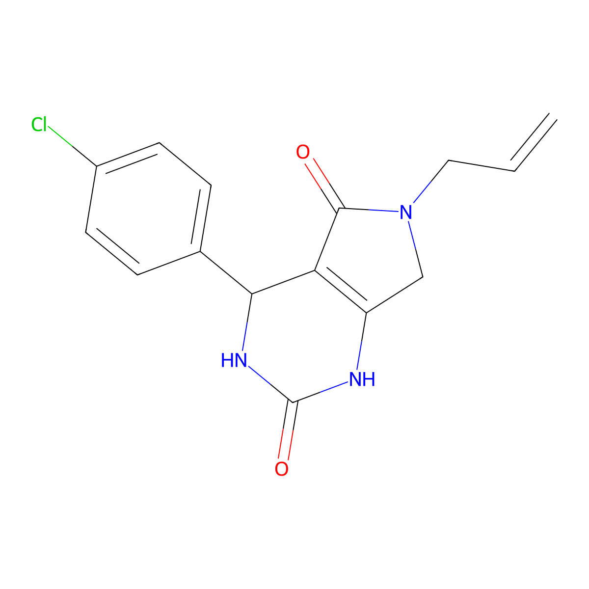 4-(4-chlorophenyl)-6-(prop-2-en-1-yl)-1H,2H,3H,4H,5H,6H,7H-pyrrolo[3,4-d]pyrimidine-2,5-dione molecular structure, CAS 863668-60-4