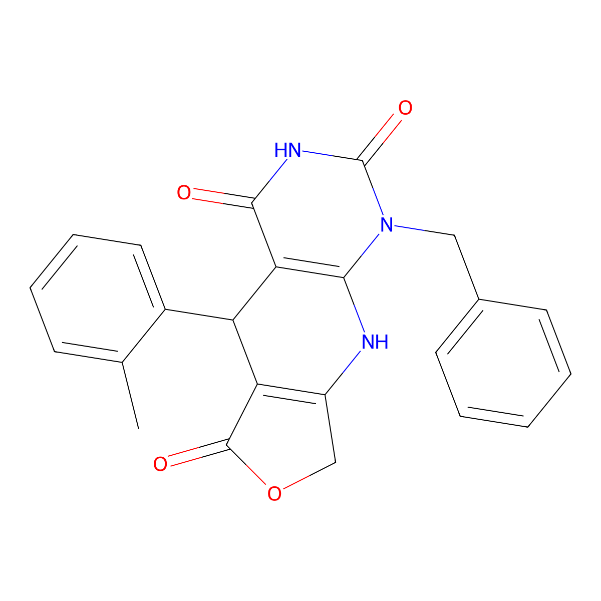 13-Benzyl-8-(2-methylphenyl)-5-oxa-2,11,13-triazatricyclo[7.4.0.0^{3,7}]trideca-1(9),3(7)-diene-6,10,12-trione molecular structure, CAS 863668-62-6