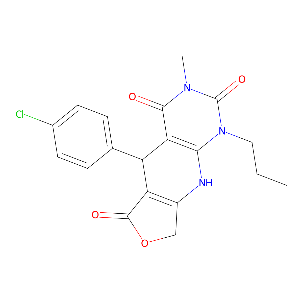 8-(4-Chlorophenyl)-11-methyl-13-propyl-5-oxa-2,11,13-triazatricyclo[7.4.0.0^{3,7}]trideca-1(9),3(7)-diene-6,10,12-trione molecular structure, CAS 863668-71-7