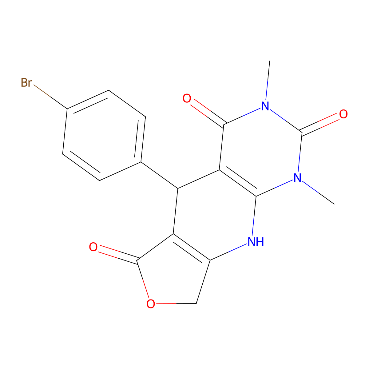 8-(4-Bromophenyl)-11,13-dimethyl-5-oxa-2,11,13-triazatricyclo[7.4.0.0^{3,7}]trideca-1(9),3(7)-diene-6,10,12-trione molecular structure, CAS 863668-72-8