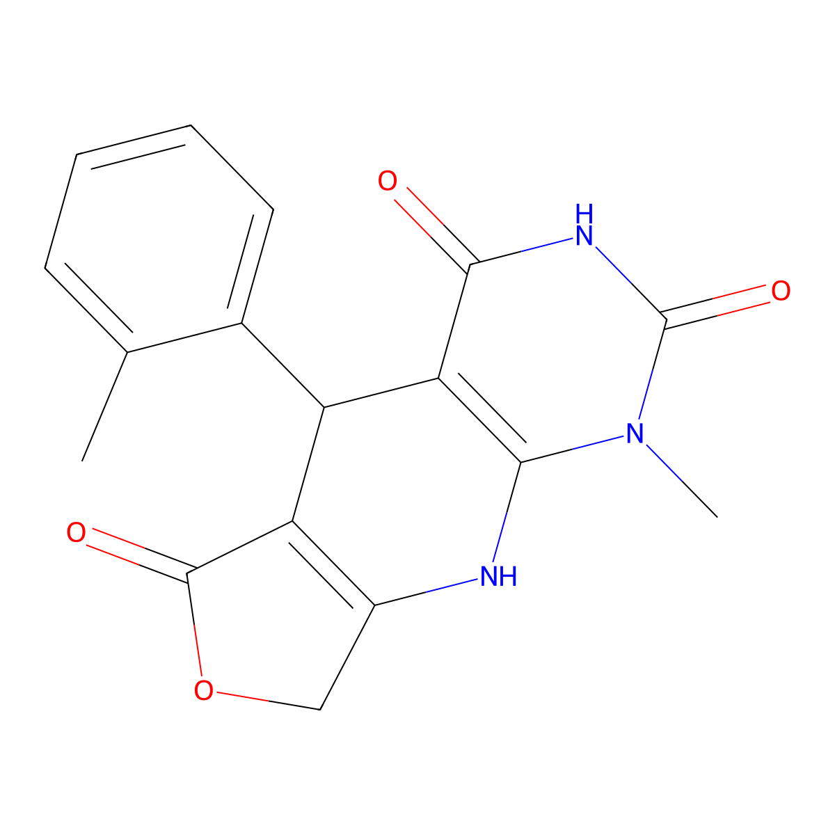13-Methyl-8-(2-methylphenyl)-5-oxa-2,11,13-triazatricyclo[7.4.0.0^{3,7}]trideca-1(9),3(7)-diene-6,10,12-trione molecular structure, CAS 863668-73-9