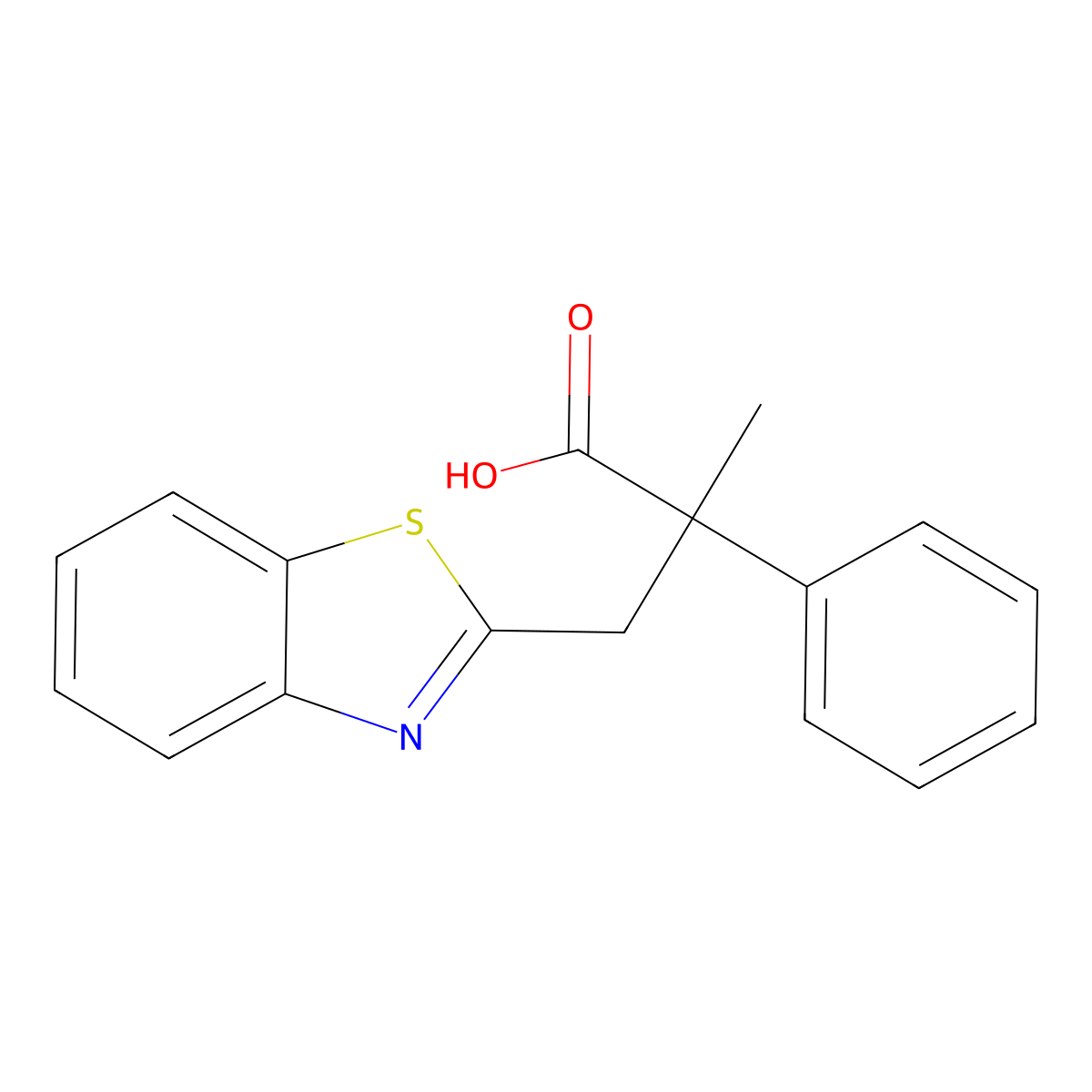 3-(1,3-Benzothiazol-2-yl)-2-methyl-2-phenylpropanoic acid molecular structure, CAS 863669-01-6