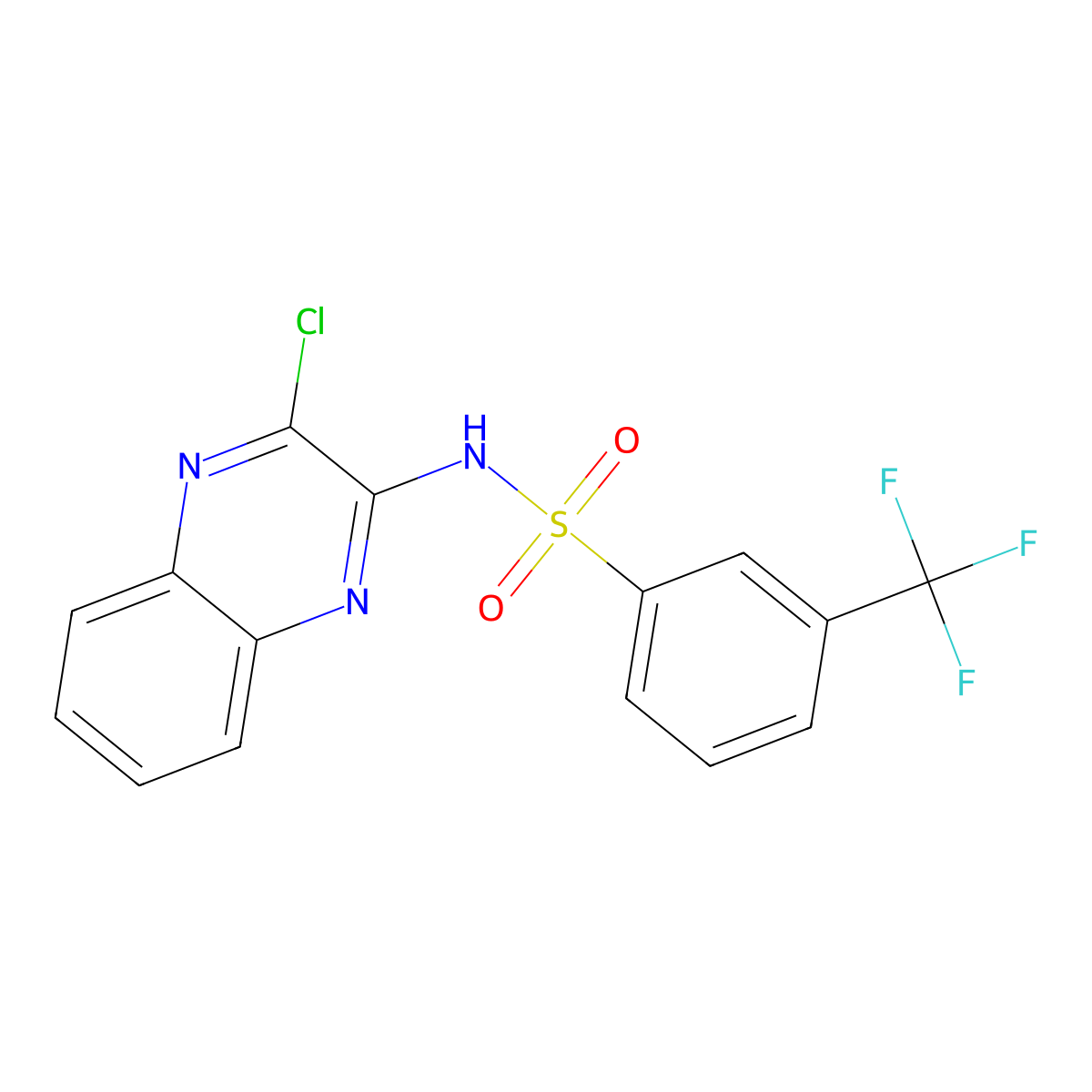 N-(3-chloroquinoxalin-2-yl)-3-(trifluoromethyl)benzenesulfonamide molecular structure, CAS 863669-03-8