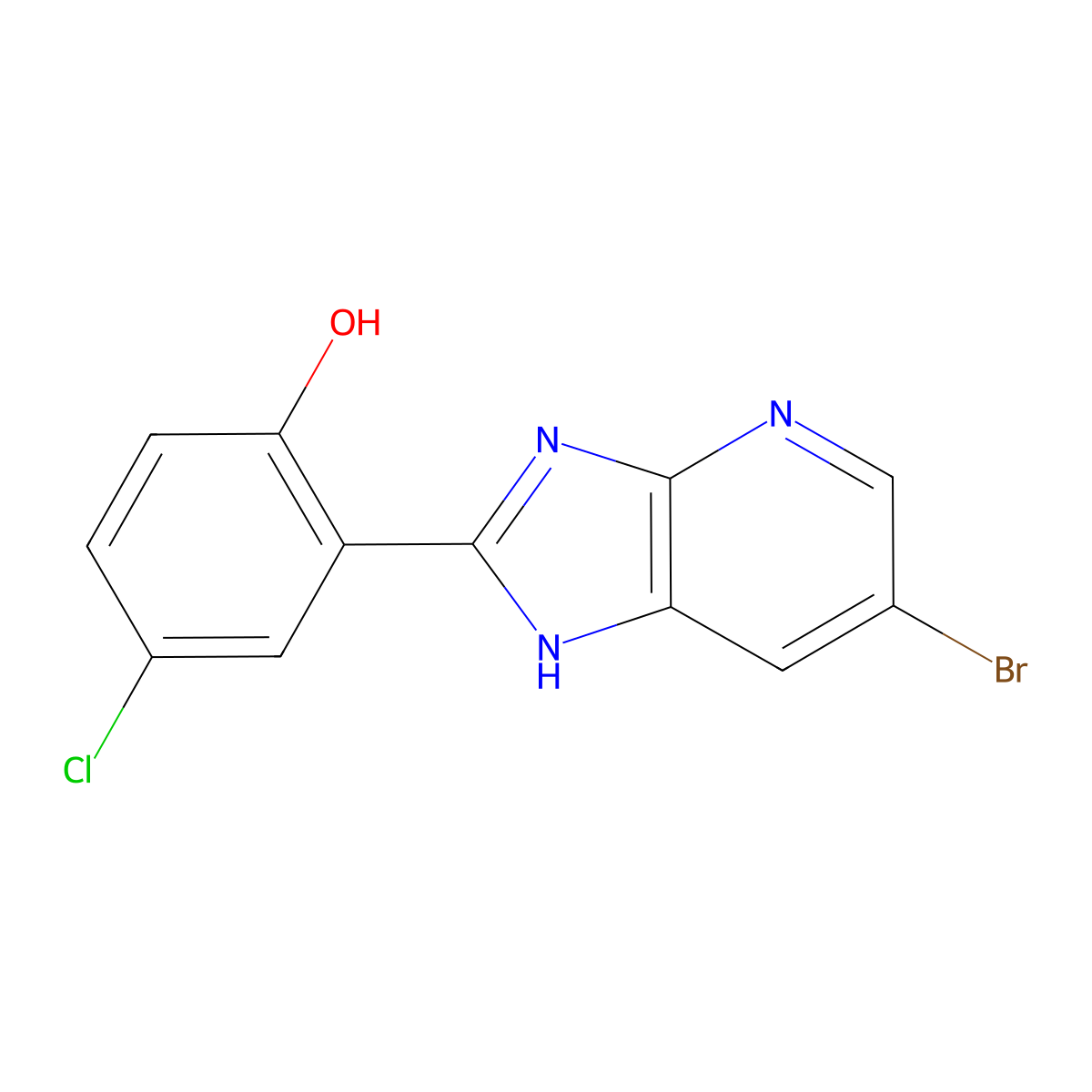 Phenol, 2-(6-bromo-1H-imidazo[4,5-b]pyridin-2-yl)-4-chloro- molecular structure, CAS 863669-38-9