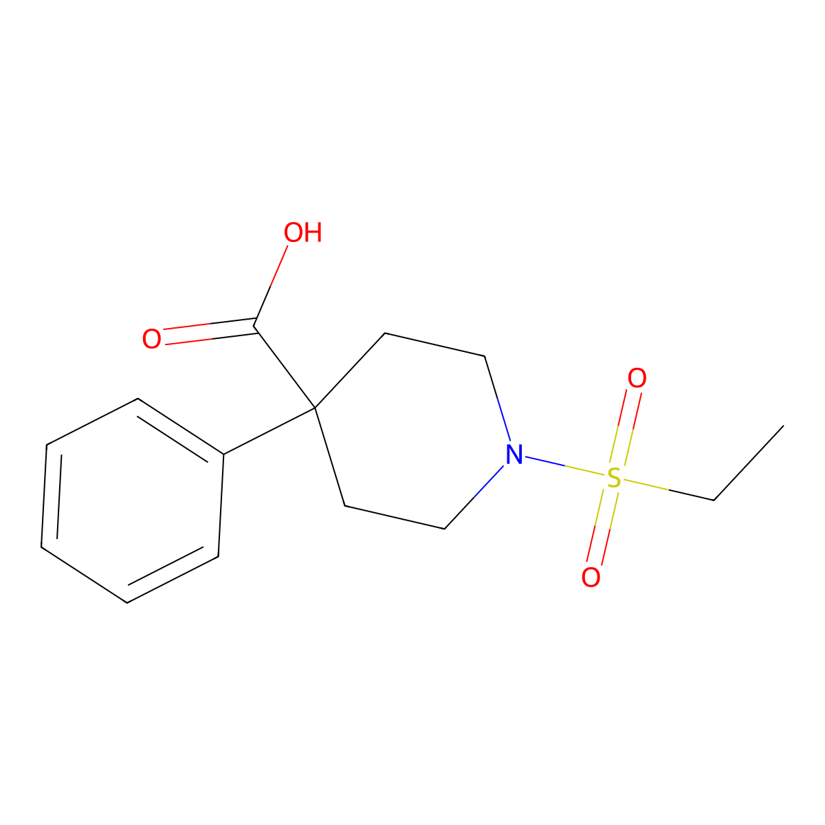 1-(Ethanesulfonyl)-4-phenylpiperidine-4-carboxylic acid molecular structure, CAS 863669-55-0