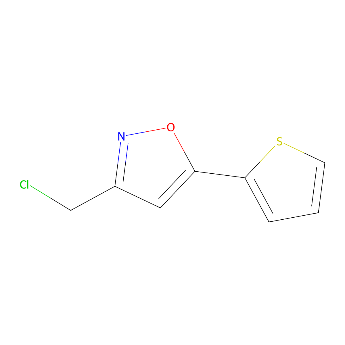 3-(Chloromethyl)-5-(thiophen-2-yl)-1,2-oxazole molecular structure, CAS 863669-57-2