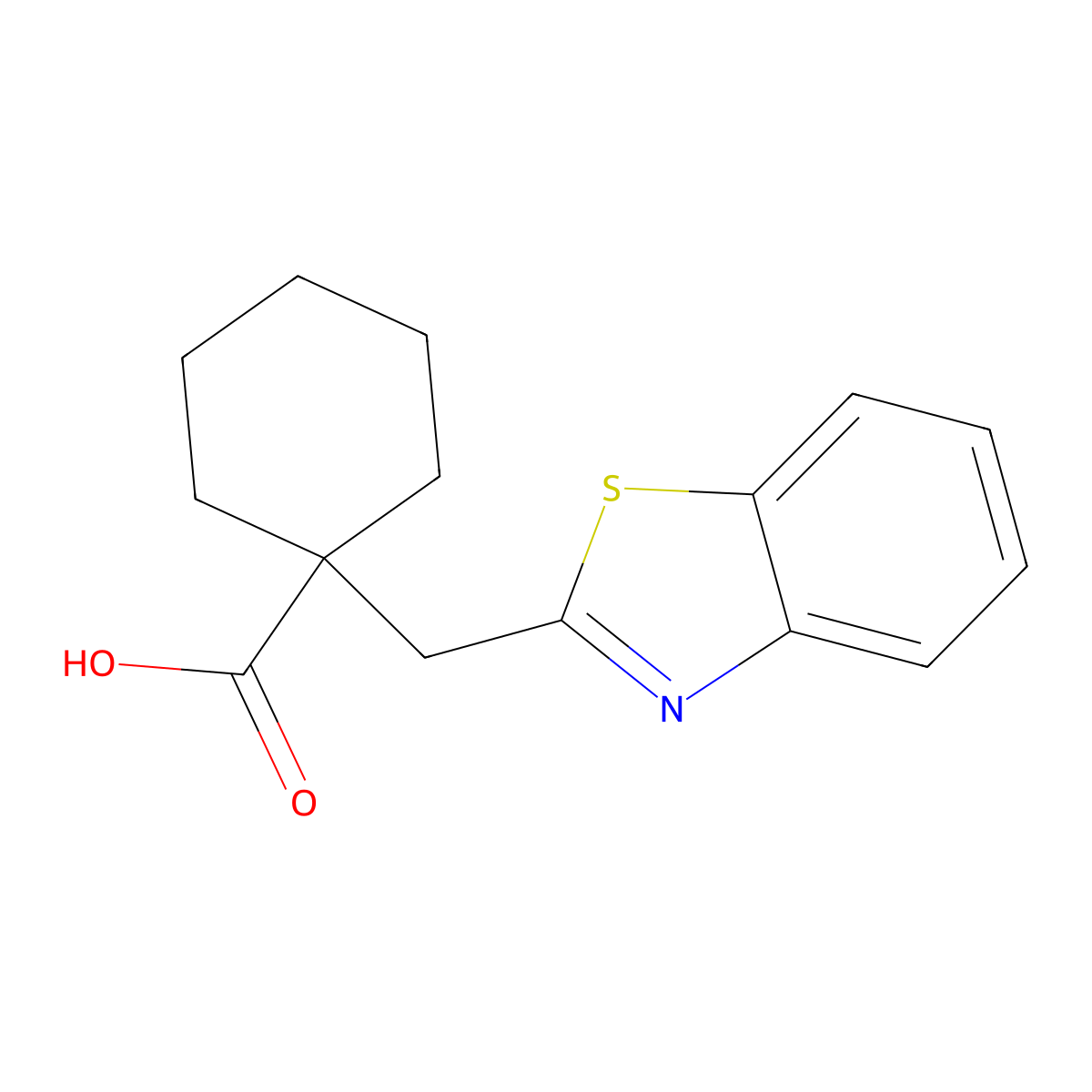 1-(2-Benzothiazolylmethyl)cyclohexanecarboxylic acid molecular structure, CAS 863669-59-4