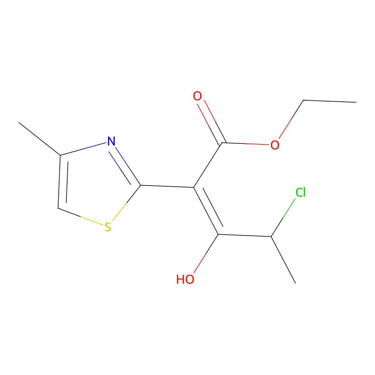 ethyl (2Z)-4-chloro-3-hydroxy-2-(4-methyl-1,3-thiazol-2-yl)pent-2-enoate molecular structure, CAS 863669-64-1