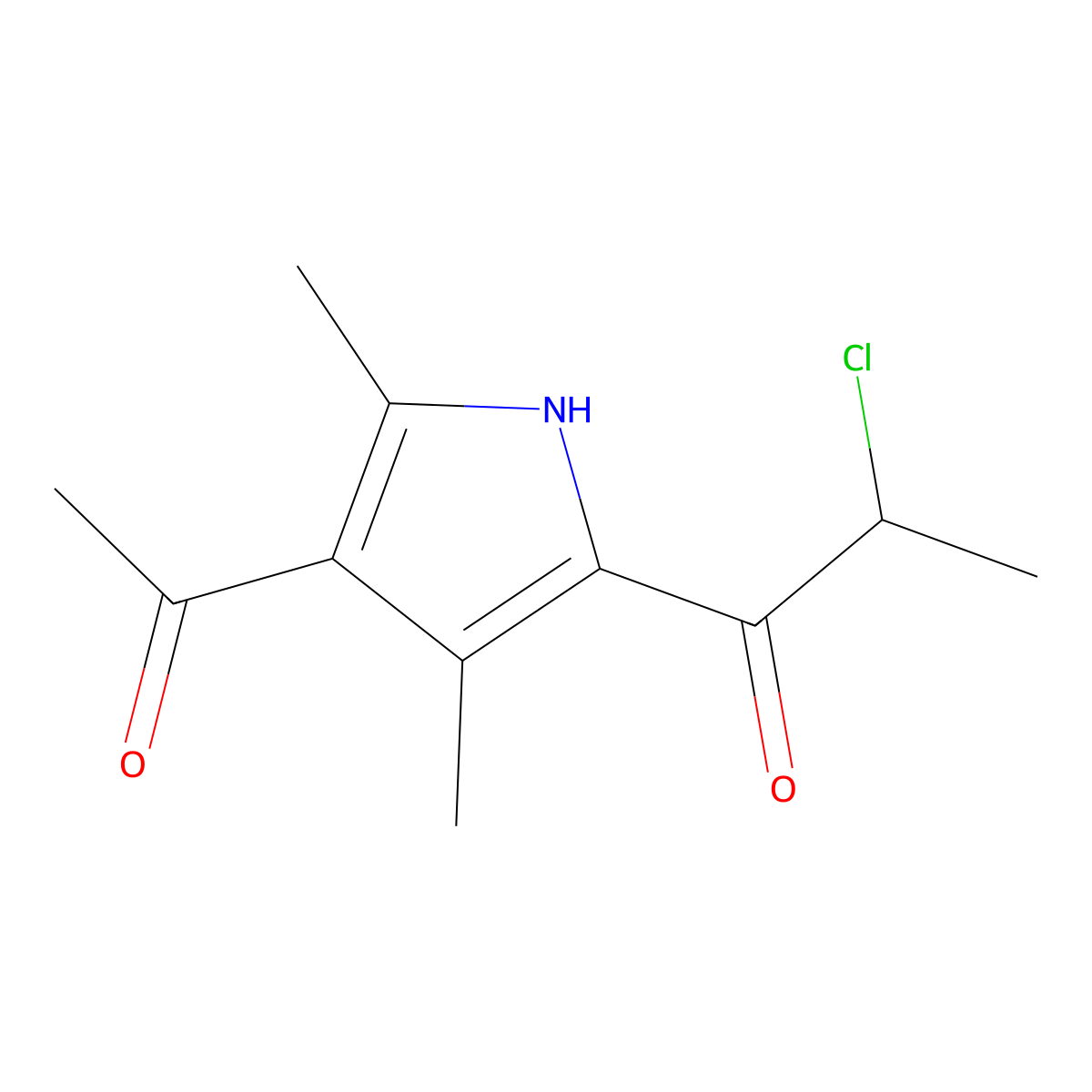 1-(4-acetyl-3,5-dimethyl-1H-pyrrol-2-yl)-2-chloropropan-1-one molecular structure, CAS 863669-66-3
