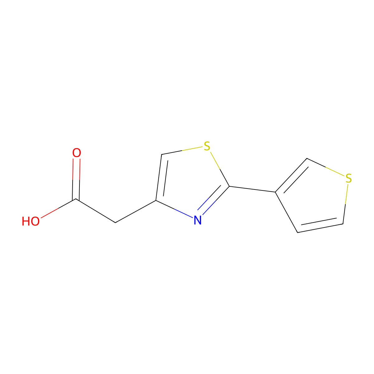 2-[2-(Thiophen-3-yl)-1,3-thiazol-4-yl]acetic acid molecular structure, CAS 863669-69-6